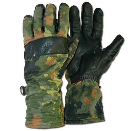 Уценка левая перчатка Бундесвера с кожаной накладкой, флектарн, б/у