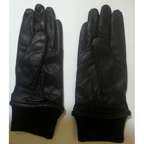 Перчатки кожаные с трикотажными манжетами тюремной службы Великобритании, чёрные, новые