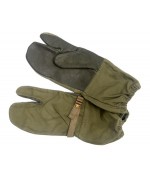 Уценка рукавицы трёхпалые с кожаными накладками Бундесвера, олива, б/у