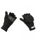 Варежки-перчатки вязанные с утеплителем Thinsulate и кожаными накладками, чёрные, новые