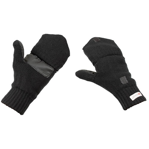 Варежки-перчатки вязанные с утеплителем Thinsulate и кожаными накладками, чёрные, новые