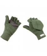 Варежки-перчатки вязанные с утеплителем Thinsulate и кожаными накладками, олива, новые